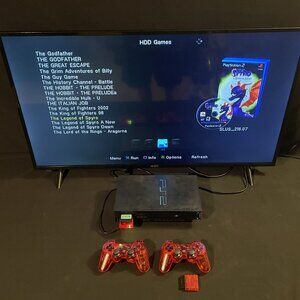 Playstation 2 Ps2 4TB Drive, Red Wireless Controllers, Games, Hdmi With Accessor